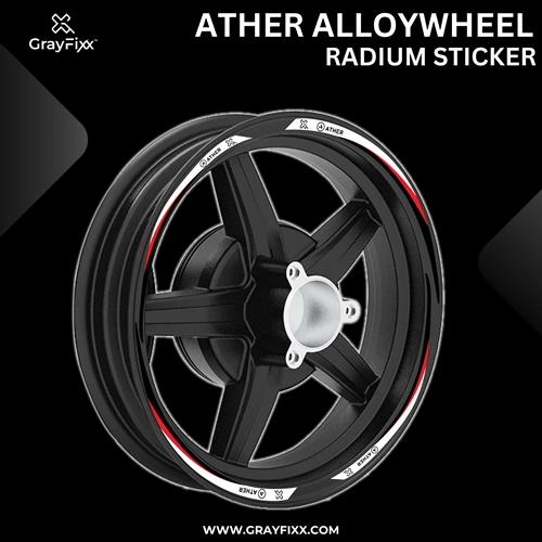 Alloy Wheel Radium Sticker for Ather 450X/450S | Printed in Premium Radium with FPF (Fade Protection Film), Waterproof, Precut Sticker, Pack Of 1